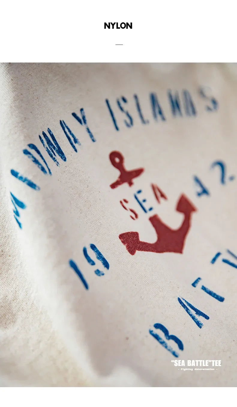T-shirt à manches courtes en coton imprimé lettres vintage Maden pour homme, coupe ample, col ras du cou, décontracté, idéal au quotidien