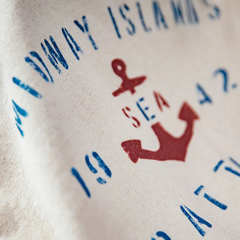 T-shirt à manches courtes en coton imprimé lettres vintage Maden pour homme, coupe ample, col ras du cou, décontracté, idéal au quotidien